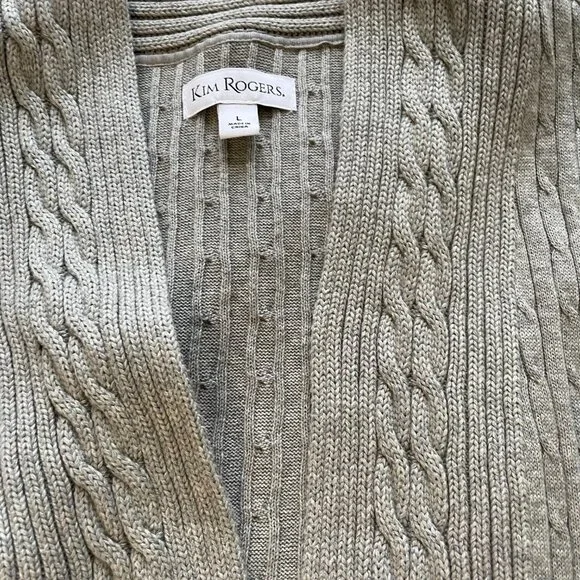 Kim Rogers open front gray cardigan women's size large L long sleeve - Picture 3 of 4